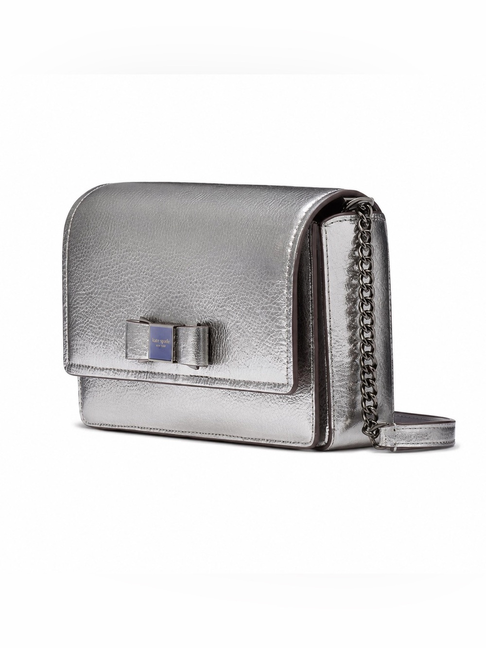 Kate Spade Chic New York Metallic Leather Flap Chain purse NWT Snap closure